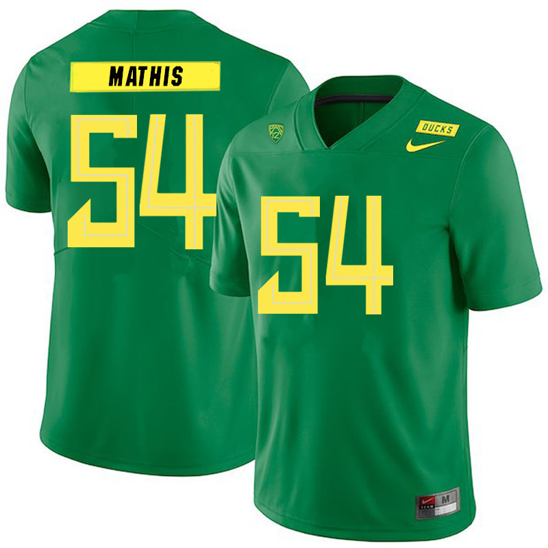 2019 Men #54 Dru Mathis Oregon Ducks College Football Jerseys Sale-Green